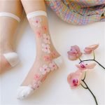 Thin Chiffon Transparent Floral Tulle Socks-0