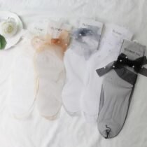 Ultra-Thin Tulle Transparent Pearls Socks-14231