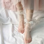 Ultra-Thin Tulle Transparent Pearls Socks-0