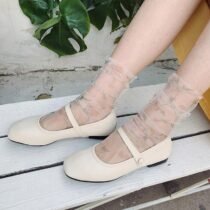 Ultra-thin Print Flower Ankle Chiffon Socks-0