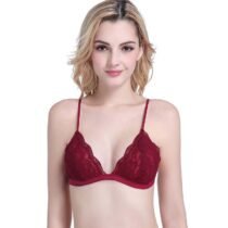 Wire Free Lace Flora Underwear Thin Cup Comfortable Bra-0