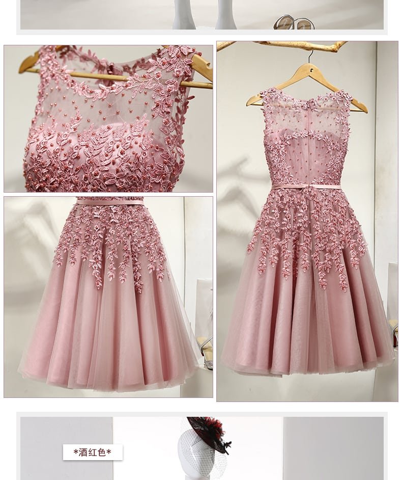 Crossdresser Sweet Lace Flora Bead Dinner Dance Birthday Party Dress