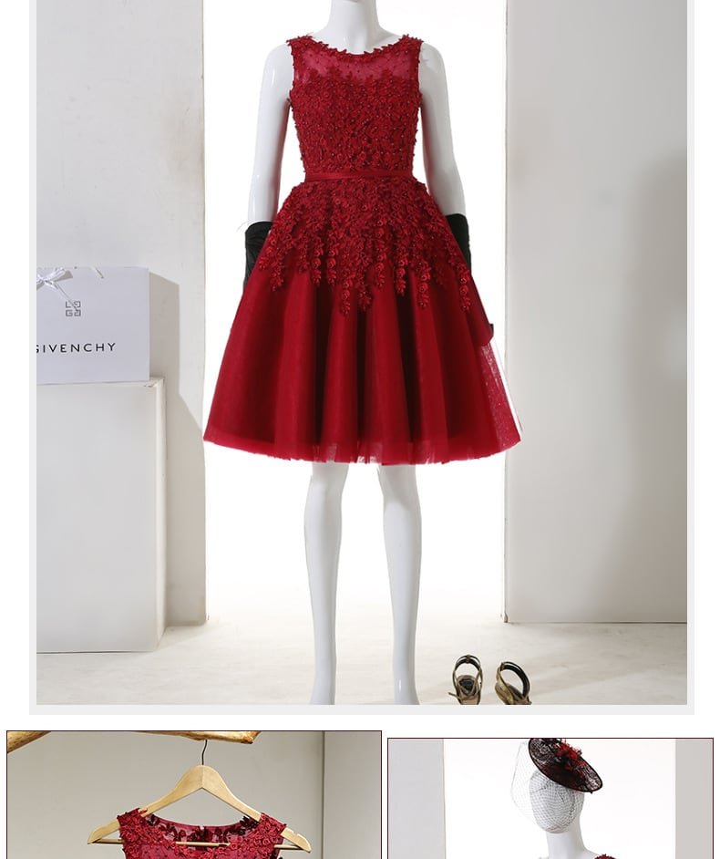 Crossdresser Sweet Lace Flora Bead Dinner Dance Birthday Party Dress