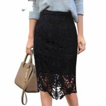 Elegant Crochet Lace See Pencil Sheath Skirt-0