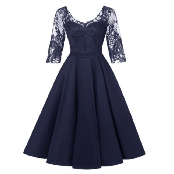 Elegant Lace Stitching Sleeve Banquet Banquet Dress-0