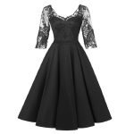 Elegant Lace Stitching Sleeve Banquet Banquet Dress-0