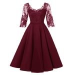 Elegant Lace Stitching Sleeve Banquet Banquet Dress-0