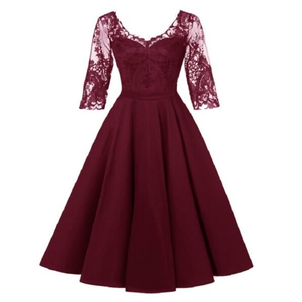 Elegant Lace Stitching Sleeve Banquet Banquet Dress-15088