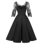 Elegant Lace Stitching Sleeve Banquet Banquet Dress-0