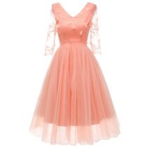 Elegant Transparent Jacquard Embroidered Chiffon Prom Gown-0