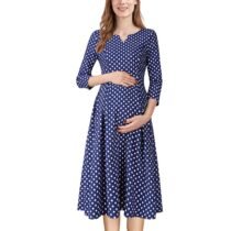 Nursing Front Zipper Pockets A-Line Dress-15607