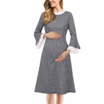 Sleeves Pregnant Casual Cocktail Flare A-Line Skater Dress-0