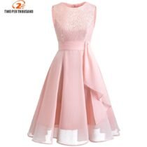 Crossdresser Vintage Lace Sleeveless Party A-Line Chiffon Elegant Dress-0